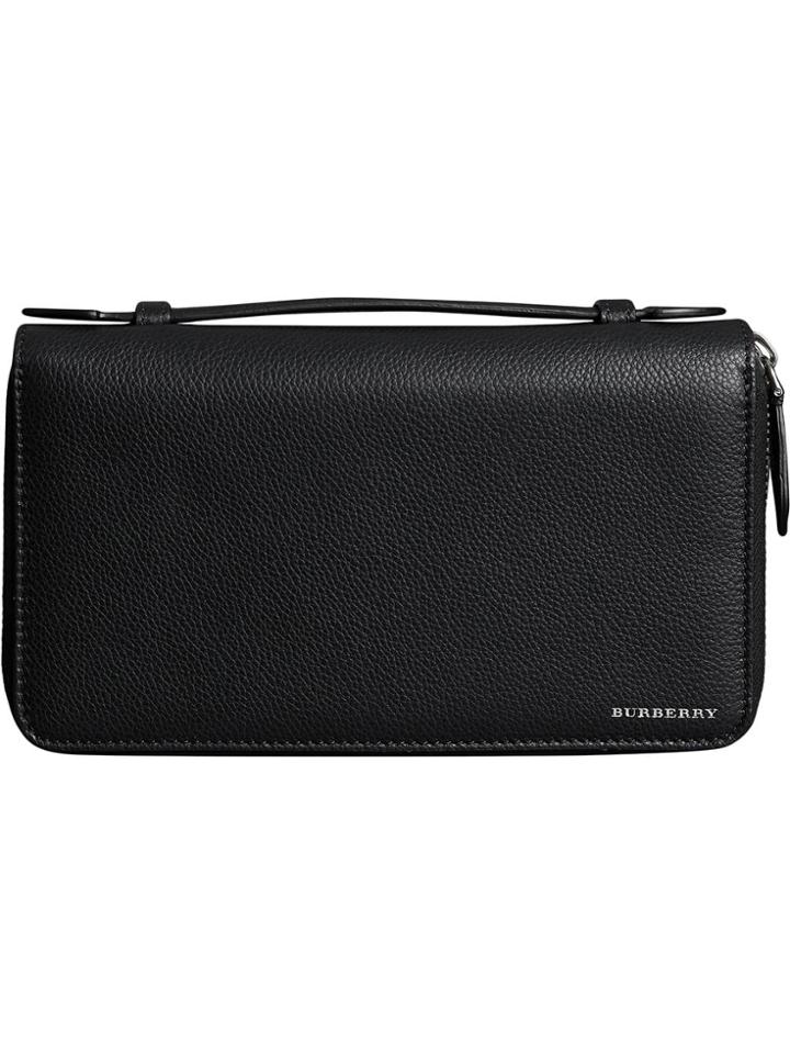 Burberry Grainy Leather Travel Wallet - Black