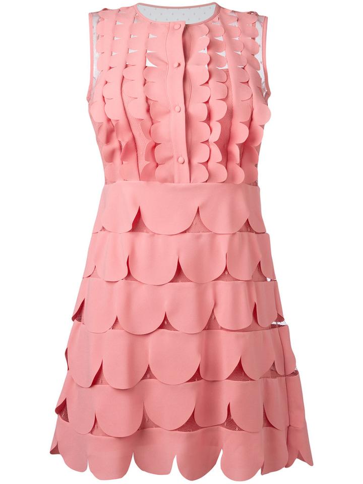 Red Valentino - Scallop Dress - Women - Polyamide/polyester - 38, Women's, Pink/purple, Polyamide/polyester