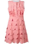 Red Valentino - Scallop Dress - Women - Polyamide/polyester - 38, Women's, Pink/purple, Polyamide/polyester