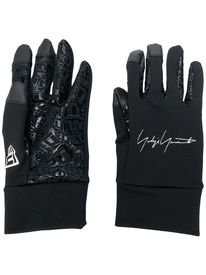 Yohji Yamamoto Embroidered Logo Gloves - Black