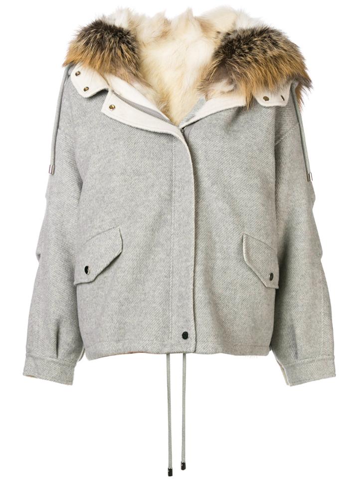 Liska Detachable Collar Jacket - Grey