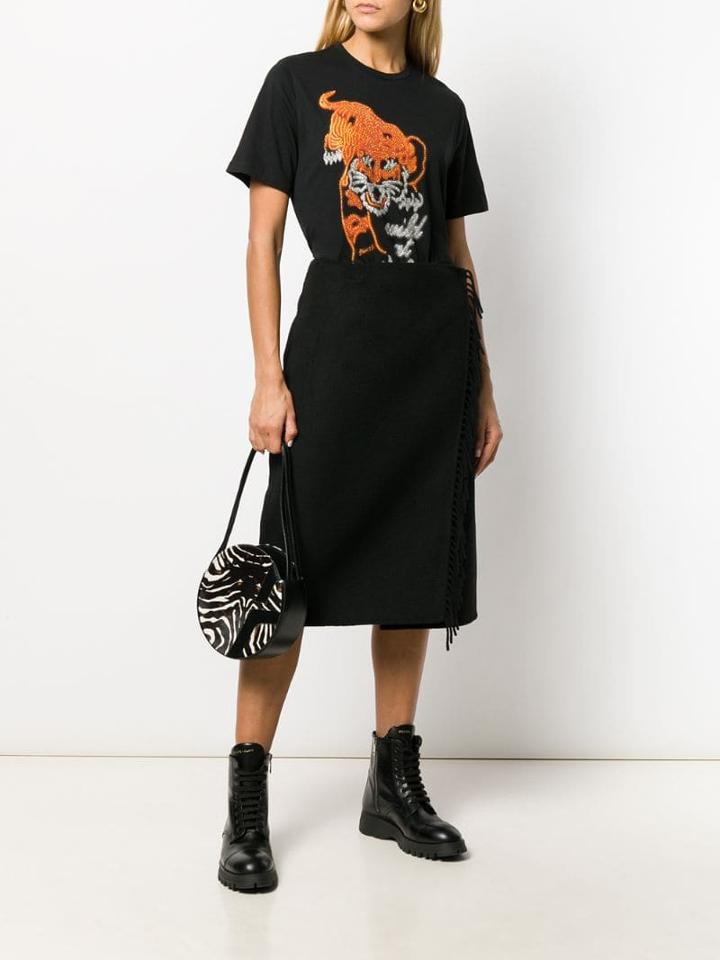 P.a.r.o.s.h. Fringe Detail Skirt - Black