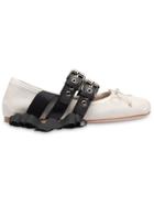 Miu Miu Buckled Ballerina Shoes - White