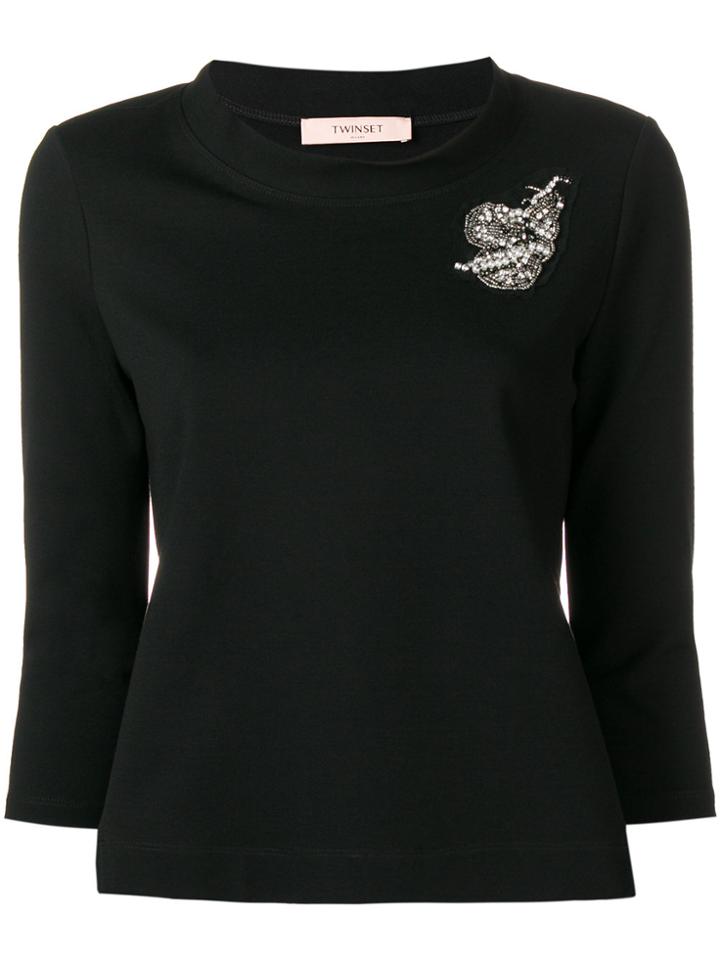 Twin-set Embroidered Patch Jumper - Black