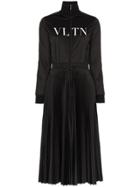 Valentino Logo Print Zip Front Dress - Black