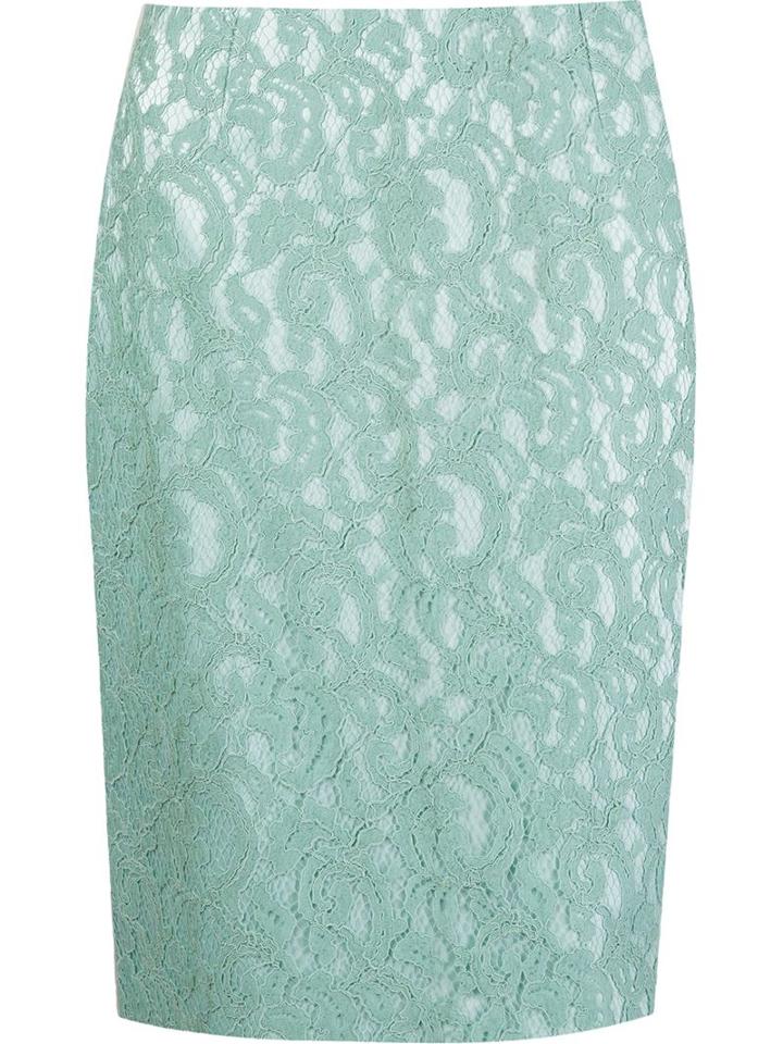 Martha Medeiros Marescot Lace Pencil Skirt, Women's, Size: 42, Green, Acetate/silk