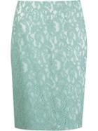 Martha Medeiros Marescot Lace Pencil Skirt, Women's, Size: 42, Green, Acetate/silk