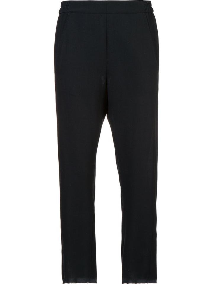 Ann Demeulemeester Tapered Cropped Trousers, Women's, Size: 40, Black, Virgin Wool