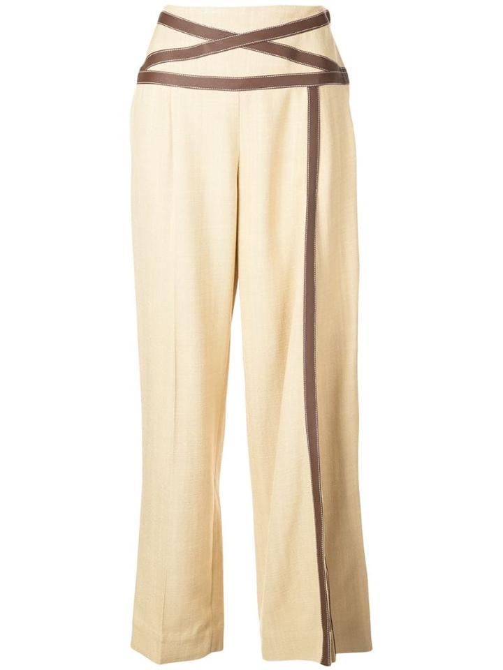 Rosie Assoulin Cross-over Waist Detail Slit Trousers - Neutrals