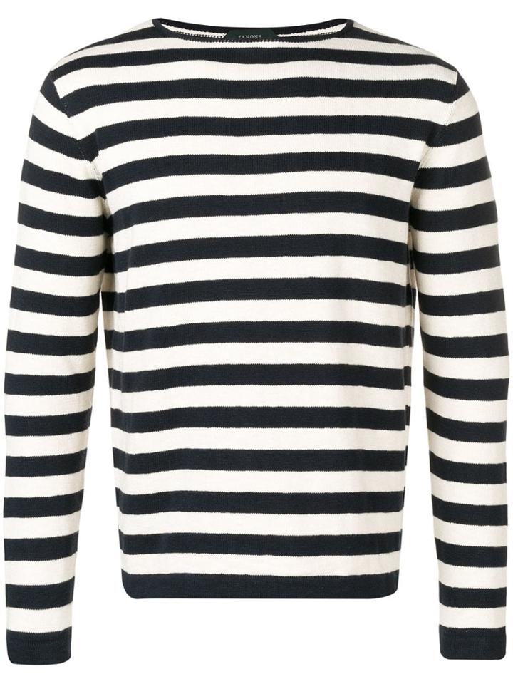 Zanone Striped Round-neck Jumper - White