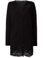 Twin-set Lace Detailing Buttoned Cardigan, Women's, Size: Xl, Black, Cotton/polyamide/spandex/elastane/polyamide