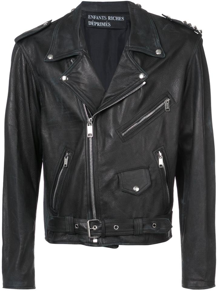 Enfants Riches Déprimés Pyramid Stud Biker Jacket - Black