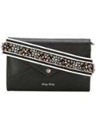 Miu Miu Embellished Strap Envelope Bag, Women's, Black, Leather