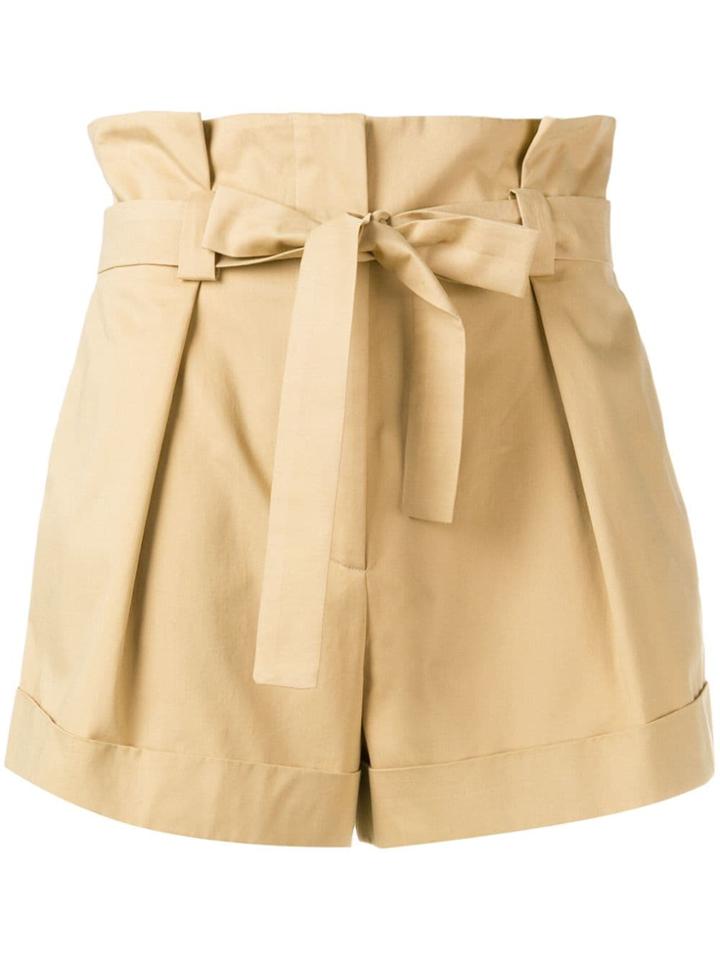 Alberta Ferretti Belted Short Shorts - Neutrals