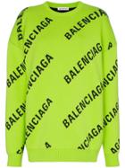 Balenciaga Logo Knit Oversized Jumper - Green
