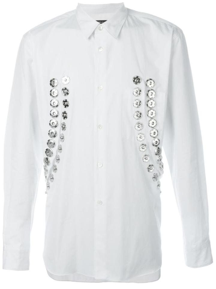 Comme Des Garçons Homme Plus Cut-out Snap Button Shirt, Men's, Size: M, White, Cotton