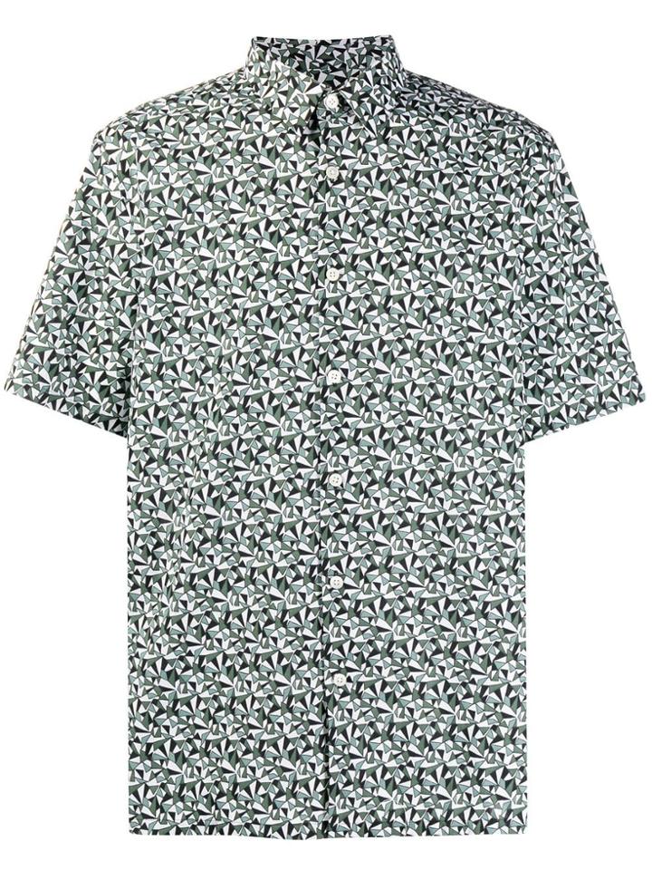 Theory Irving Geometric Print Shirt - Green
