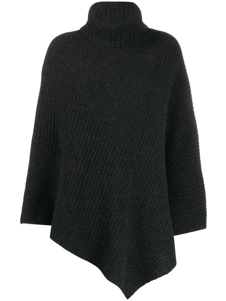 Pringle Of Scotland Short-length Ribbed Poncho - Grey