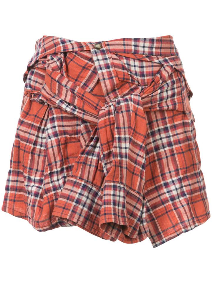 Faith Connexion Plaid Mini Skirt - Yellow & Orange