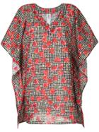 Moschino Gingham Cherry Print Kaftan - Red