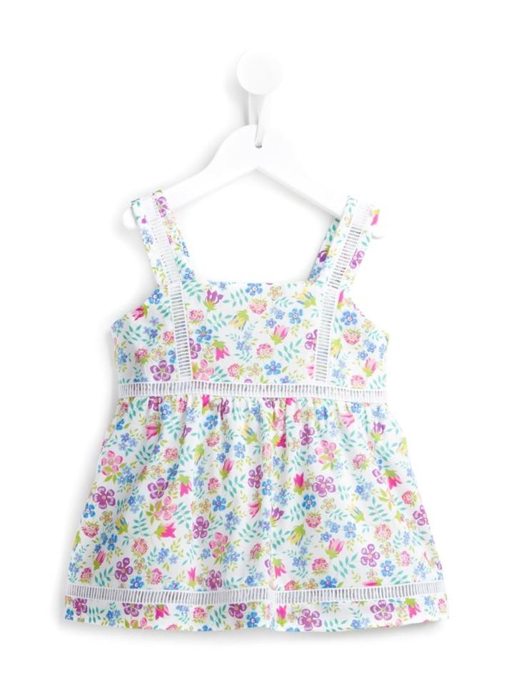 Cashmirino Floral Top With Lace Inserts, Girl's, Size: 6 Yrs