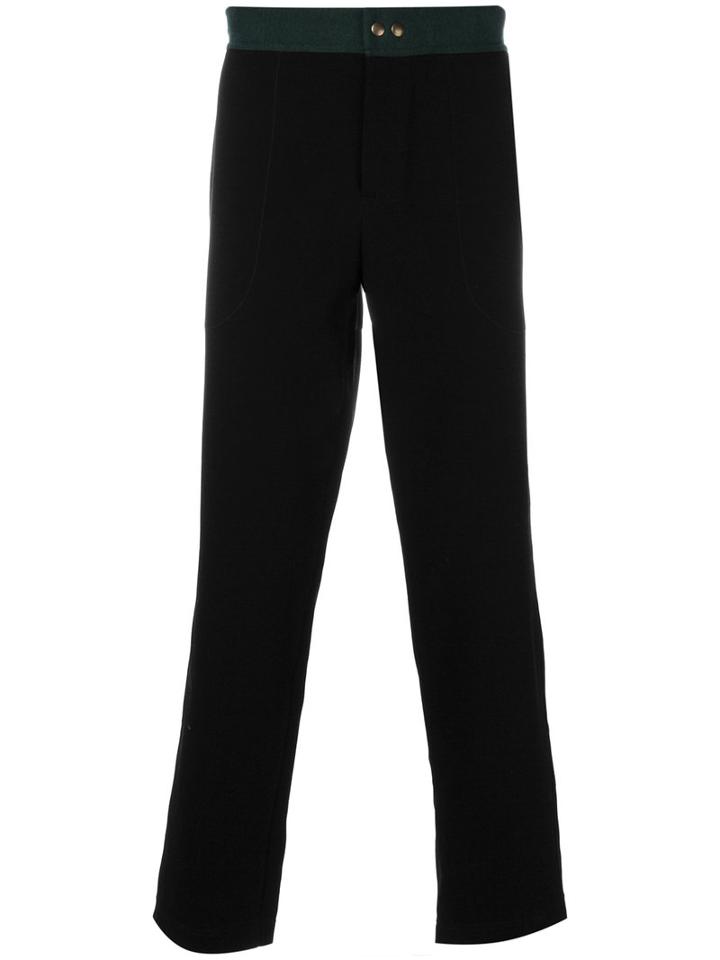 Mr & Mrs Italy - Contrast Waist Band Trousers - Men - Cotton/lyocell/virgin Wool - 48, Black, Cotton/lyocell/virgin Wool
