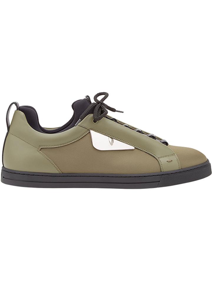 Fendi Bag Bugs-appliqué Sneakers - Green