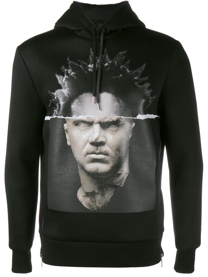 Neil Barrett Modernist Blocking Hooded Sweatshirt, Men's, Size: Small, Viscose/polyurethane