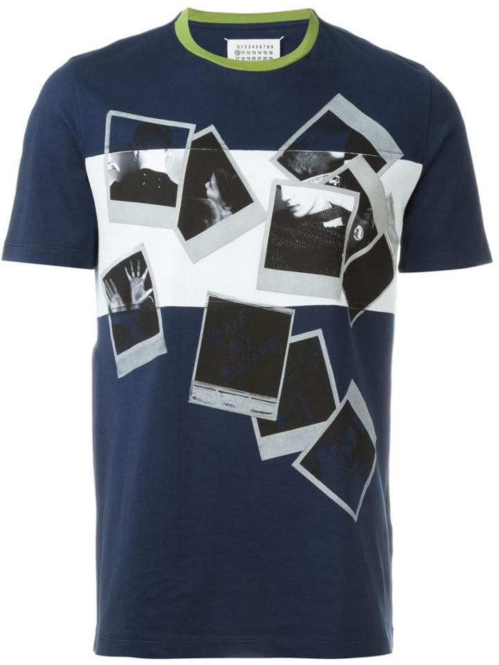 Maison Margiela Polaroid Print T-shirt, Men's, Size: 46, Blue, Cotton