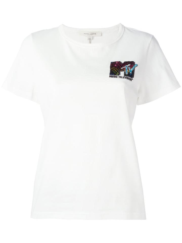 Marc Jacobs Mtv Embroidered T-shirt, Women's, Size: Small, White, Cotton