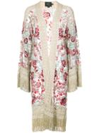 Patbo Floral Print Fringed Cardigan - Nude & Neutrals