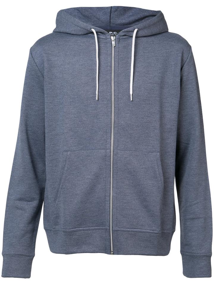 A.p.c. - Zip Hoodie - Men - Cotton/acrylic/polyester/viscose - L, Blue, Cotton/acrylic/polyester/viscose