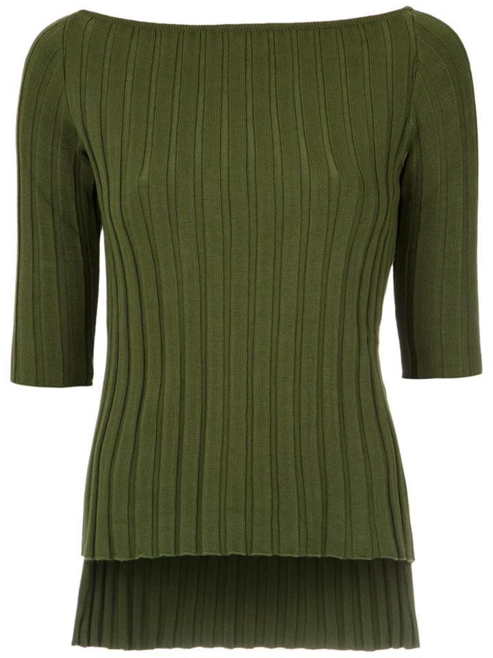 Gloria Coelho Knit Ribbed Top - Green