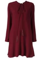 Chloé Split Neck Dress, Women's, Size: 38, Red, Silk/acetate/viscose