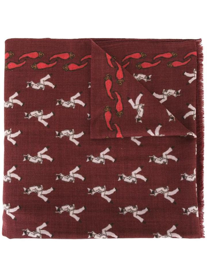 Fefè All-over Print Scarf, Adult Unisex, Brown, Wool