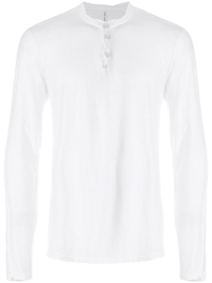 Transit Round Neck Buttoned T-shirt - White