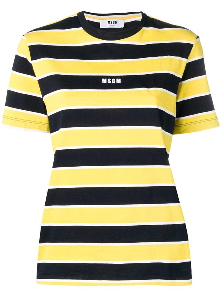 Msgm Striped Short-sleeve T-shirt - Yellow