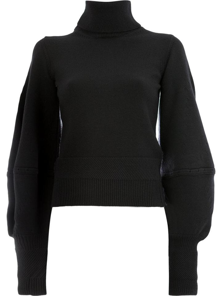 Oscar De La Renta Balloon Sleeve Turtleneck Sweater - Black
