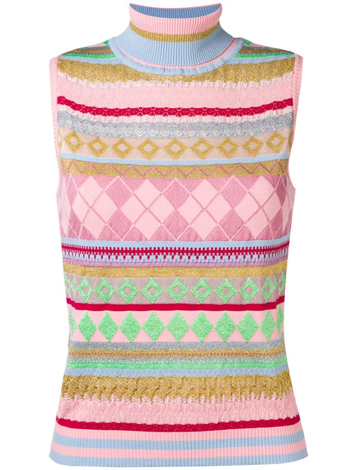 Moschino Sleeveless Intarsia Jumper - Pink & Purple
