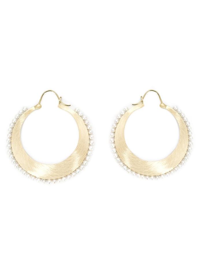 Irene Neuwirth Pearl Studded Hoop Earrings - Yellow & Orange