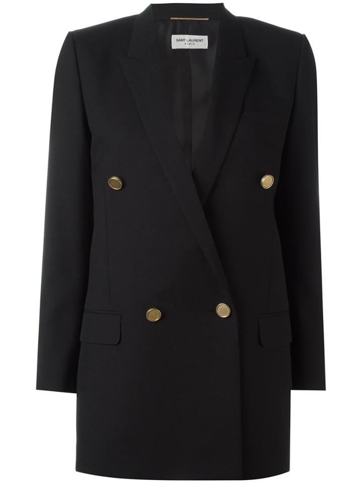 Saint Laurent Long Double Breasted Tube Jacket - Black
