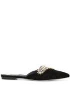 René Caovilla Embellished Pointed Mules - Black