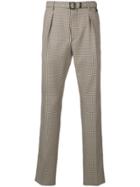Prada Check Belted Trousers - Neutrals