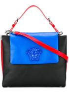 Versace Palazzo Colour Block Flap Bag, Women's, Black, Calf Leather/nylon
