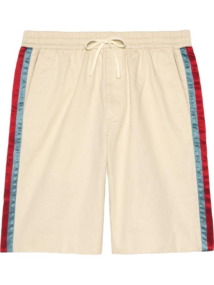 Gucci Cotton Drill Shorts With Acetate Stripe - White