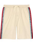 Gucci Cotton Drill Shorts With Acetate Stripe - White