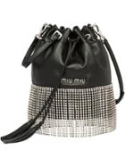 Miu Miu Leather Bucket Bag With Crystals - Black