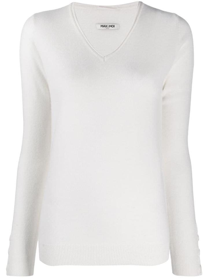 Max & Moi V-neck Cashmere Sweater - White