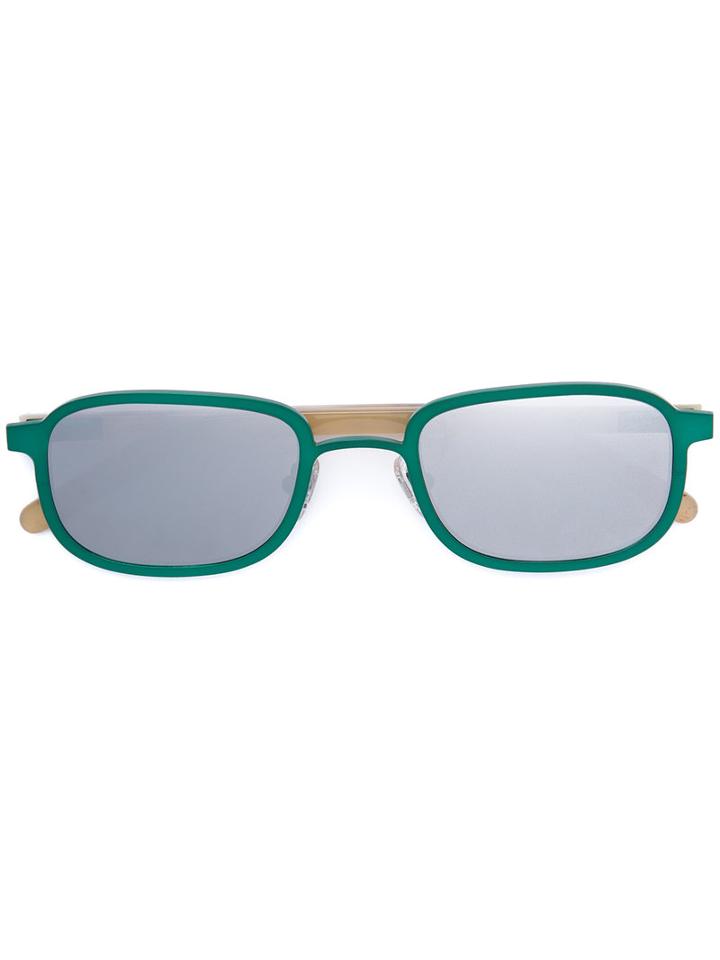 Blyszak Metal & Horn Sunglasses, Adult Unisex, Green, Steel