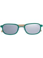 Blyszak Metal & Horn Sunglasses, Adult Unisex, Green, Steel